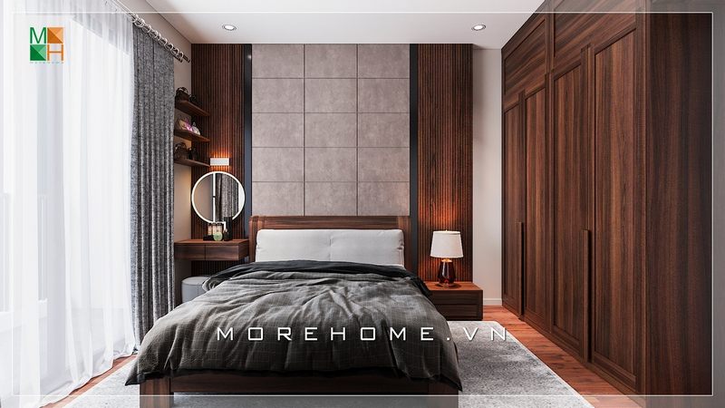 Thiết kế phòng ngủ hiện đại cùng với nội thất gỗ tự nhiên sang trọng sẽ tạo nên một không gian ấn tượng và thoải mái cho chủ nhân.