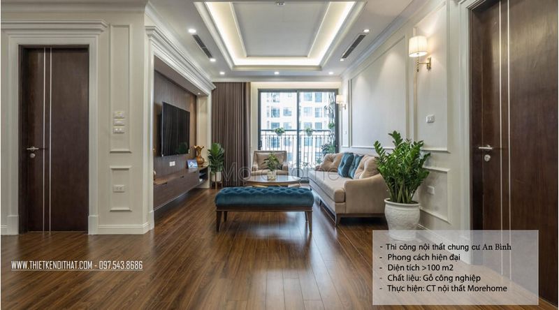 Lắp đặt hoàn thiện sản phẩm kệ tivi gỗ óc chó kiểu dáng tân cổ điển cho căn hộ chung cư cao cấp Vinhomes Gardenia Mỹ Đình Hà Nội được thi công.