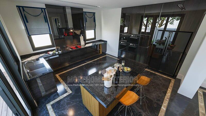 Morestone khuyến nghị bạn sử dụng mẫu đá ốp mặt bếp từ đá hoa cương có màu đen sang trọng và cao cấp.